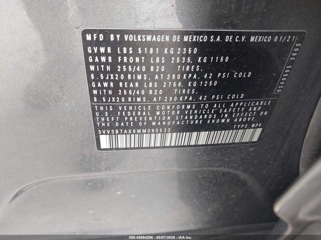 3VV3B7AX6MM065533 2021 VOLKSWAGEN TIGUAN photo no. 9