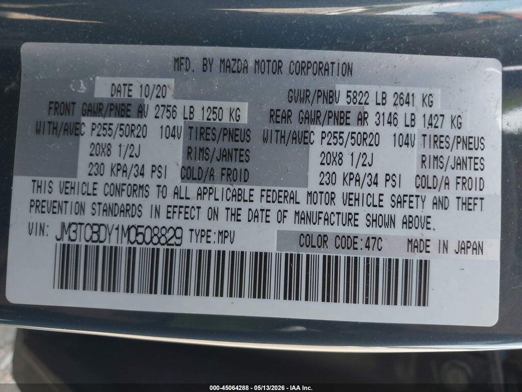 JM3TCBDY1M0508829 2021 MAZDA CX-9 photo no. 9