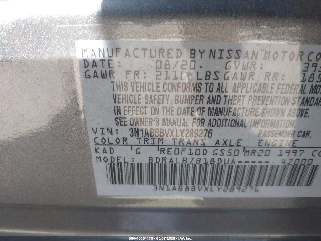 3N1AB8BVXLY289276 2020 NISSAN SENTRA photo no. 9