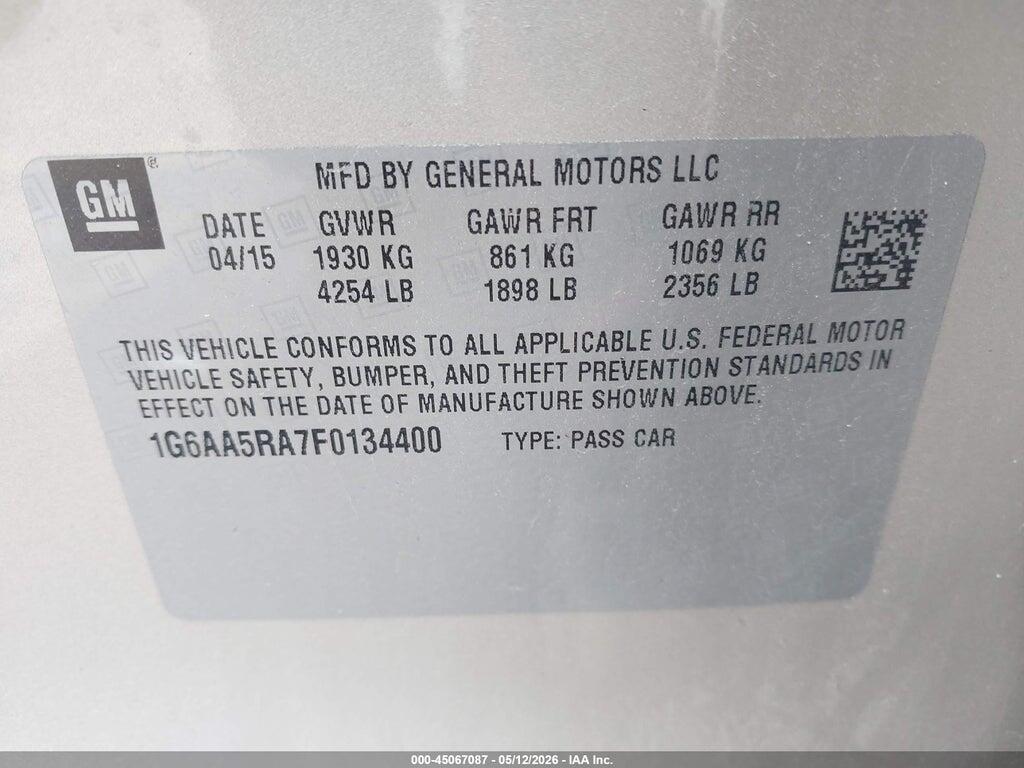 1G6AA5RA7F0134400 2015 CADILLAC ATS photo no. 9
