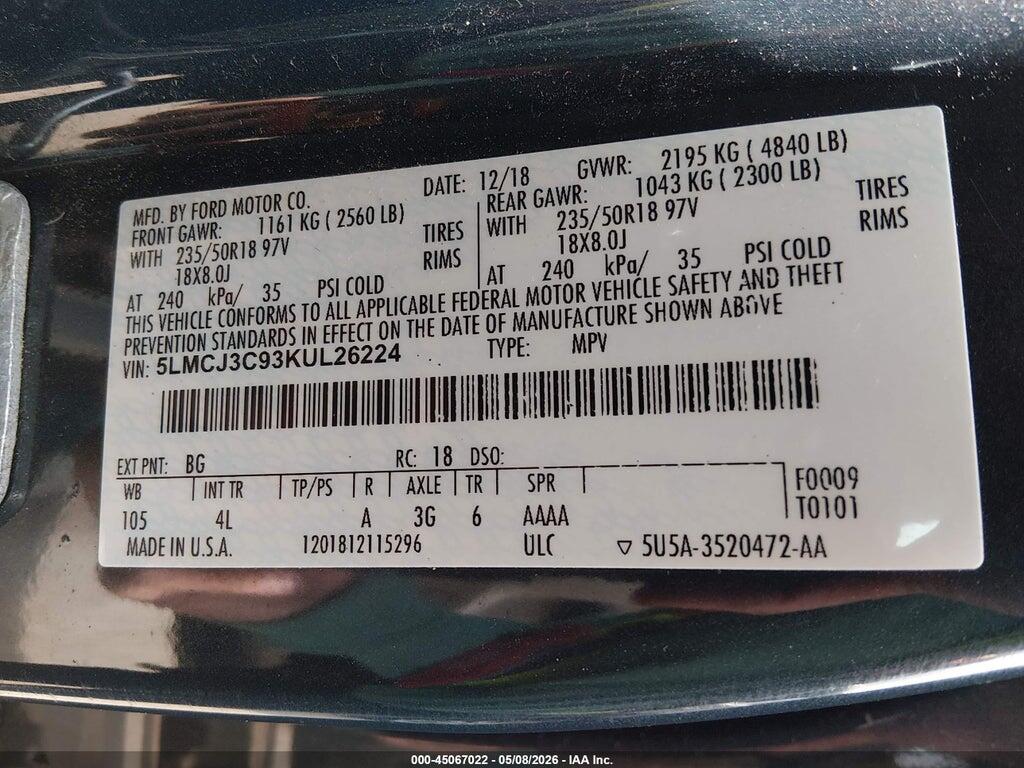 5LMCJ3C93KUL26224 2019 LINCOLN MKC photo no. 9