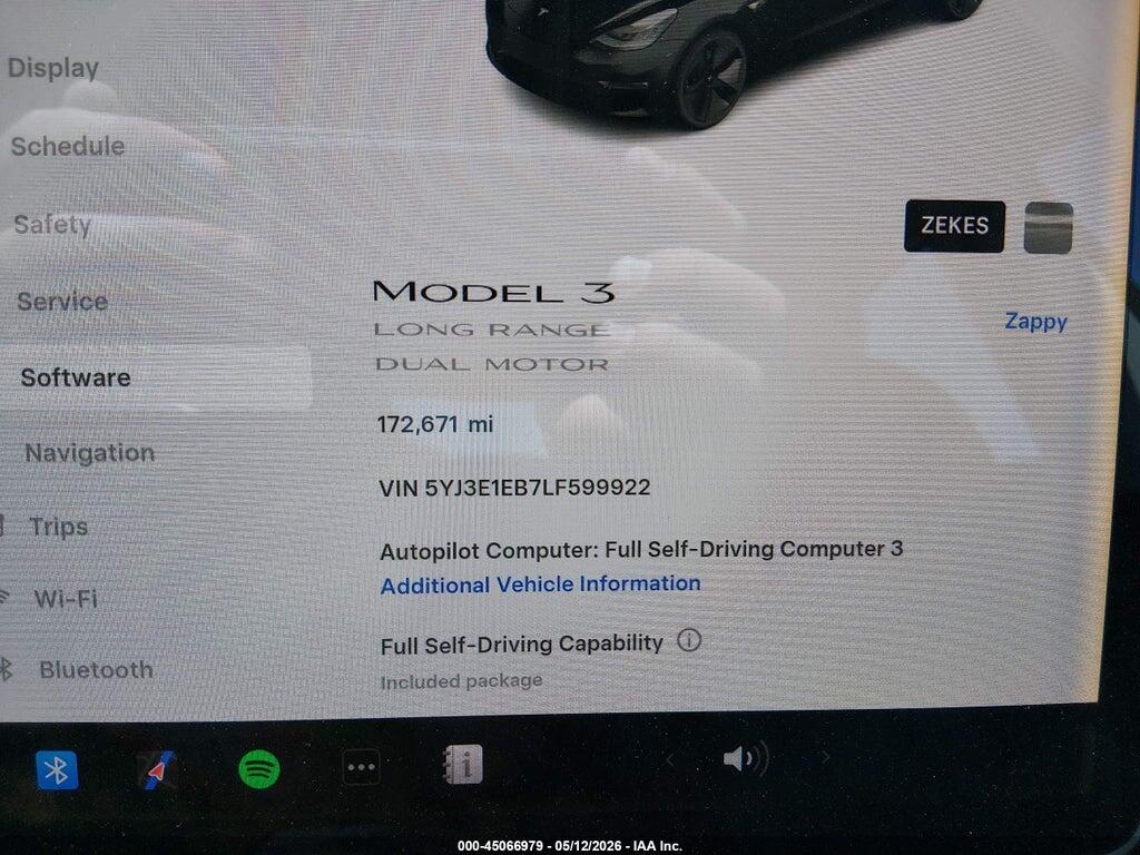 5YJ3E1EB7LF599922 2020 TESLA MODEL 3 photo no. 7