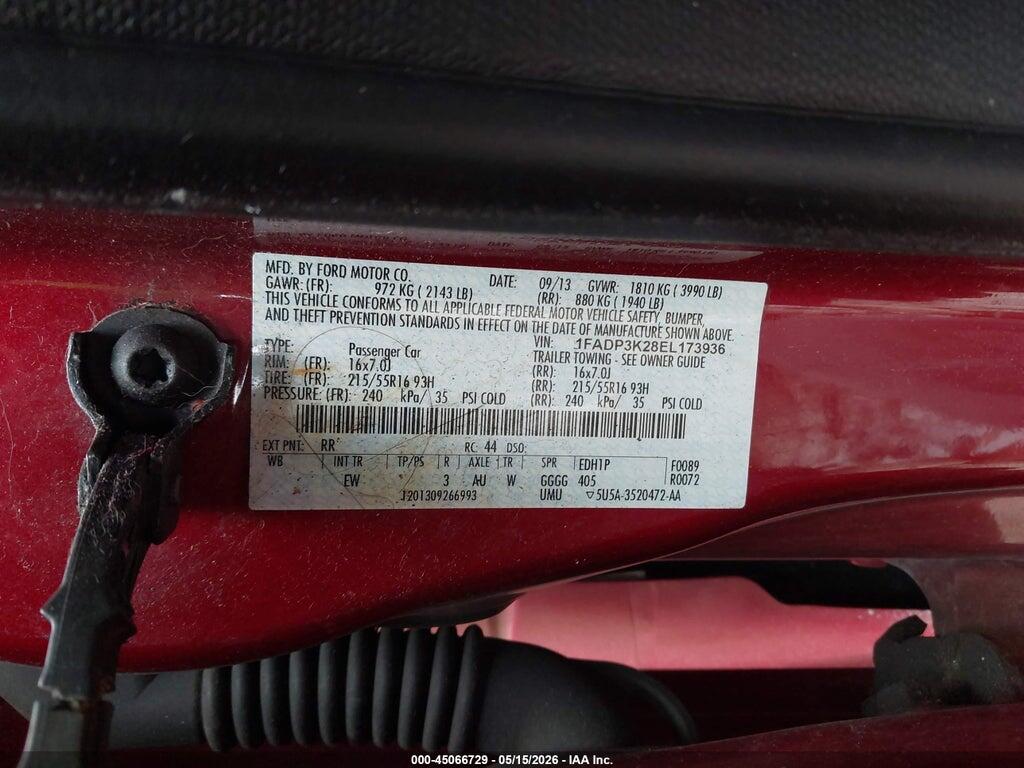 1FADP3K28EL173936 2014 FORD FOCUS photo no. 9