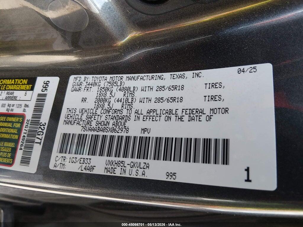 7SVAAABA0SX062978 2025 TOYOTA SEQUOIA photo no. 9