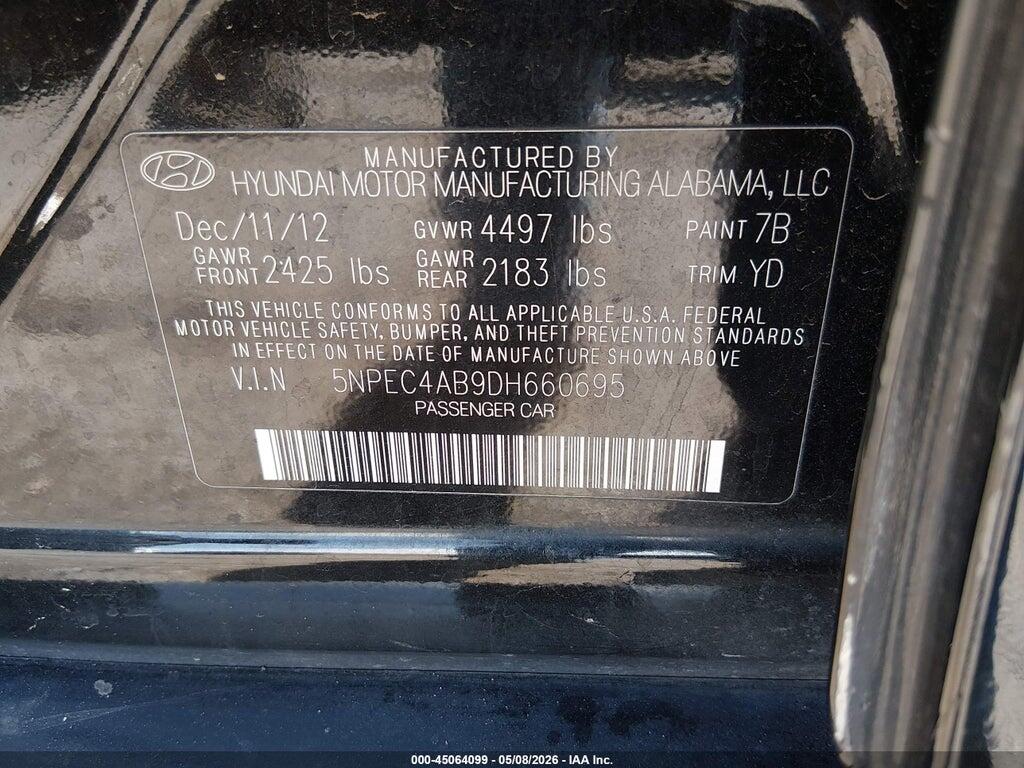 5NPEC4AB9DH660695 2013 HYUNDAI SONATA photo no. 9