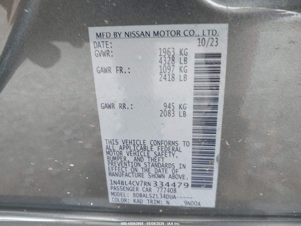 1N4BL4CV7RN334479 2024 NISSAN ALTIMA photo no. 9