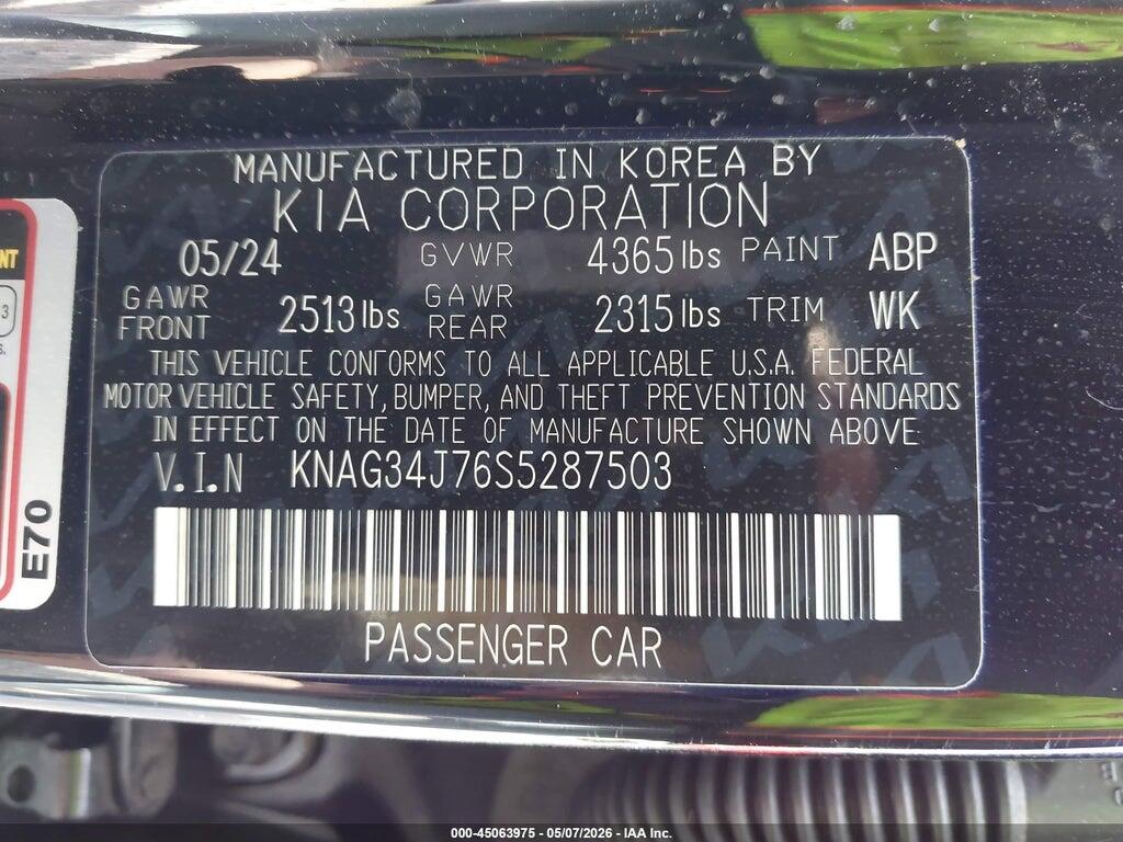 KNAG34J76S5287503 2025 KIA K5 photo no. 9
