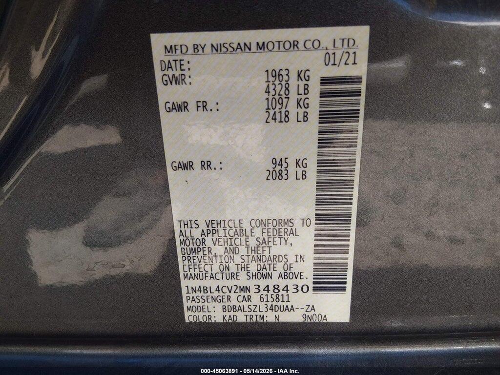 1N4BL4CV2MN348430 2021 NISSAN ALTIMA photo no. 9