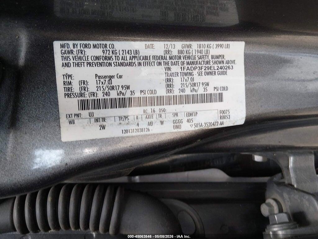 1FADP3F29EL240263 2014 FORD FOCUS photo no. 9