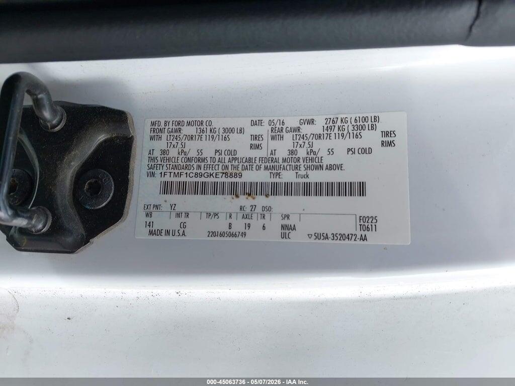 1FTMF1C89GKE78889 2016 FORD F-150 photo no. 9