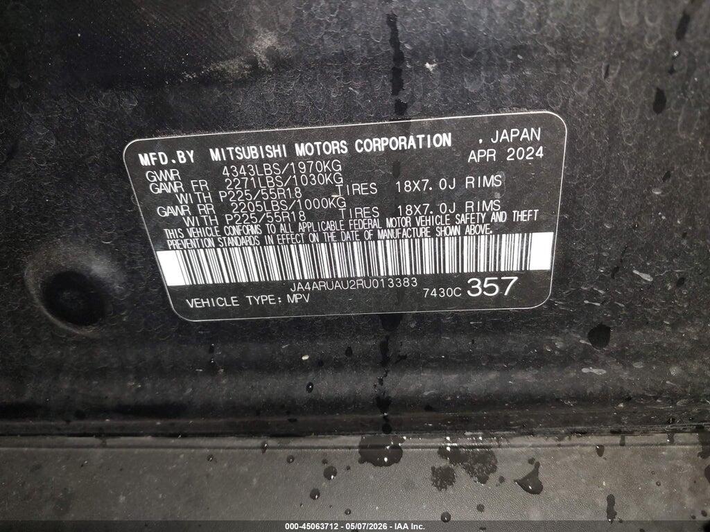 JA4ARUAU2RU013383 2024 MITSUBISHI OUTLANDER SPORT photo no. 9