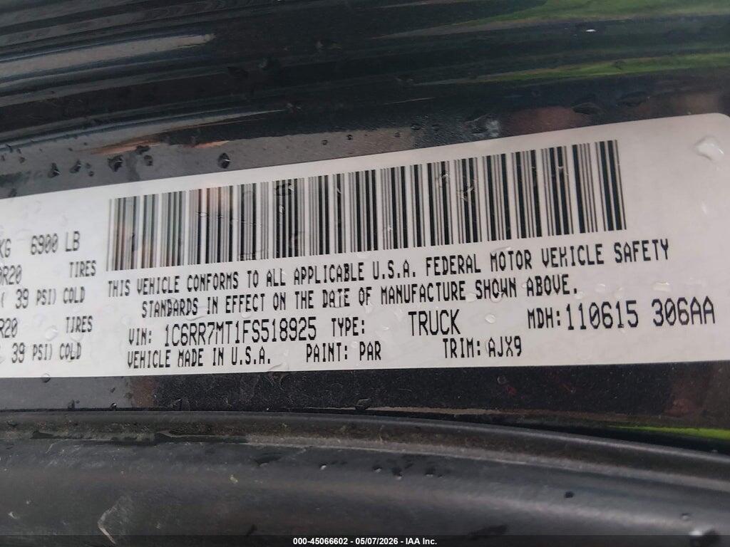 1C6RR7MT1FS518925 2015 RAM 1500 photo no. 9