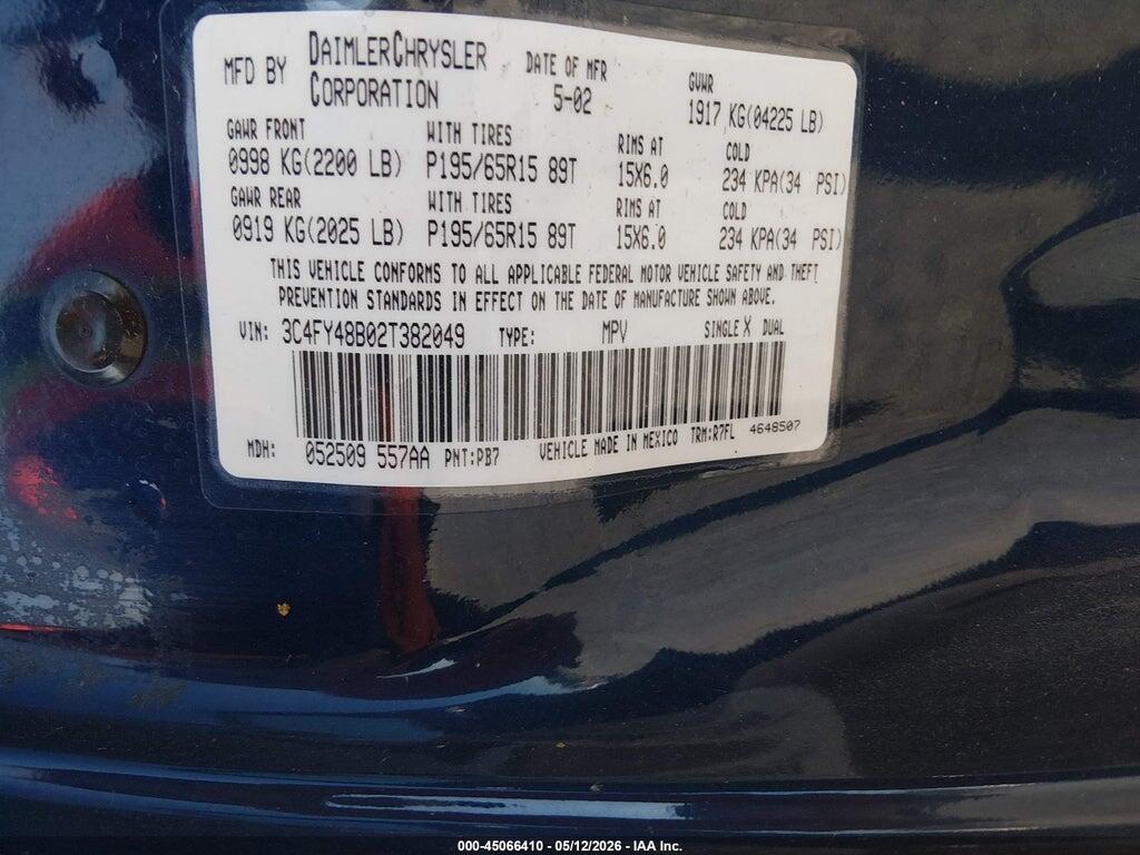3C4FY48B02T382049 2002 CHRYSLER PT CRUISER photo no. 9