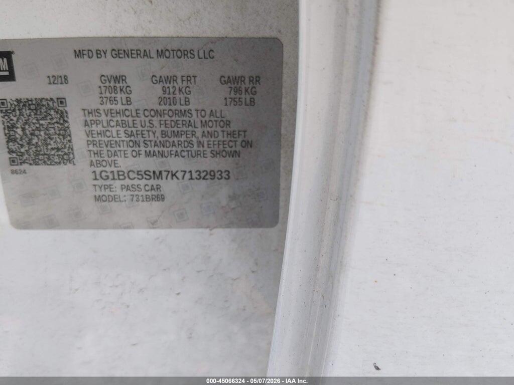 1G1BC5SM7K7132933 2019 CHEVROLET CRUZE photo no. 9
