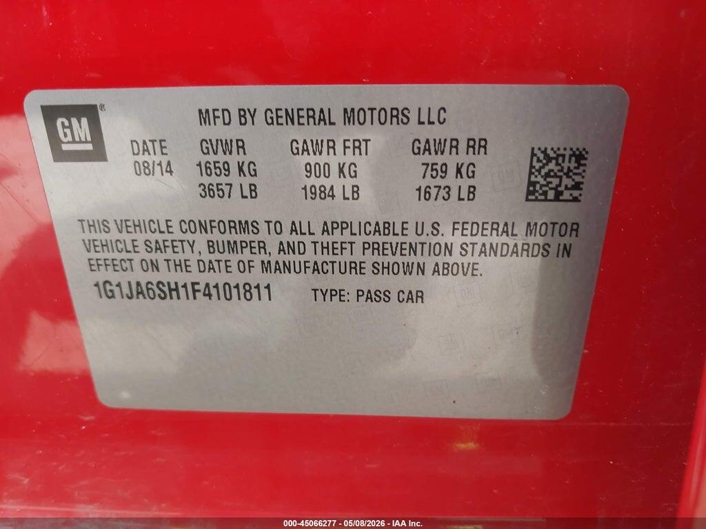 1G1JA6SH1F4101811 2015 CHEVROLET SONIC photo no. 9