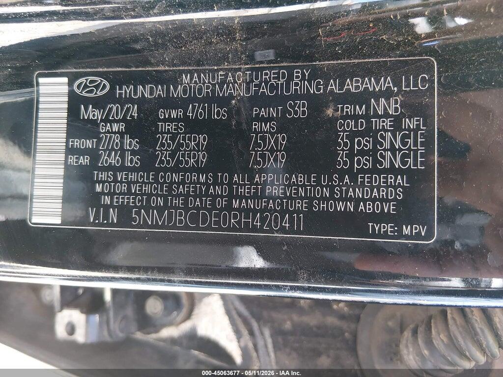 5NMJBCDE0RH420411 2024 HYUNDAI TUCSON photo no. 9