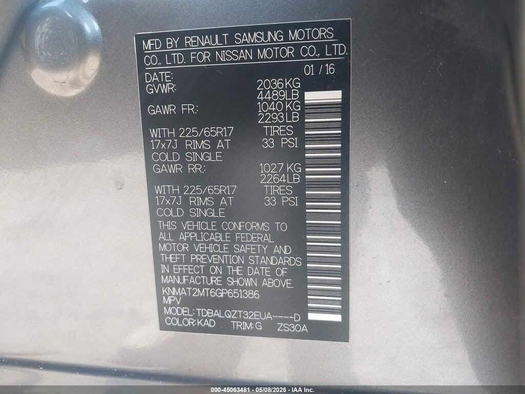 KNMAT2MT6GP651386 2016 NISSAN ROGUE photo no. 9