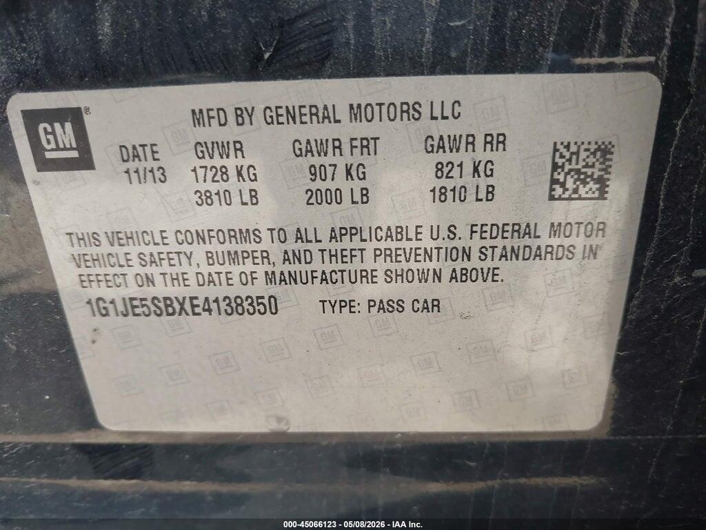 1G1JE5SBXE4138350 2014 CHEVROLET SONIC photo no. 9