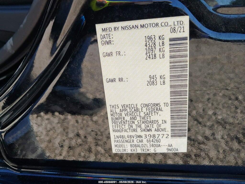 1N4BL4BV3MN398772 2021 NISSAN ALTIMA photo no. 9