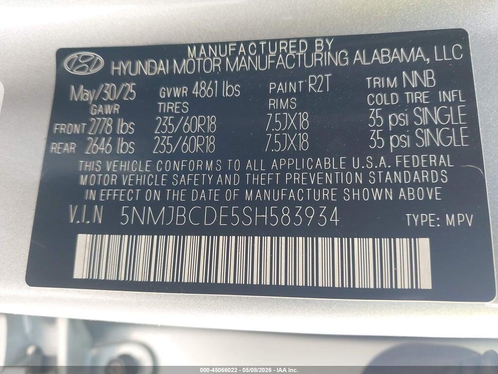 5NMJBCDE5SH583934 2025 HYUNDAI TUCSON photo no. 9