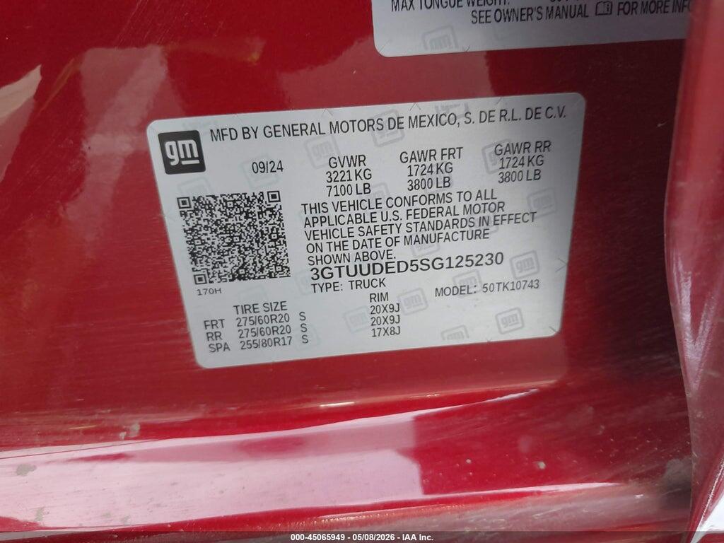 3GTUUDED5SG125230 2025 GMC SIERRA 1500 photo no. 9