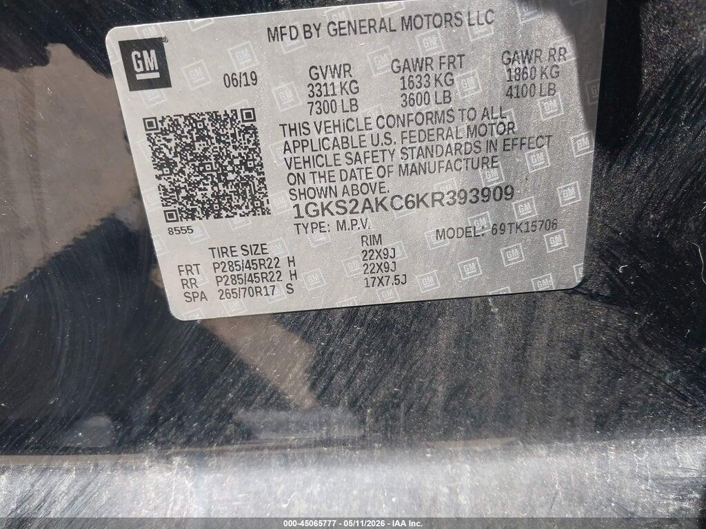 1GKS2AKC6KR393909 2019 GMC YUKON photo no. 9