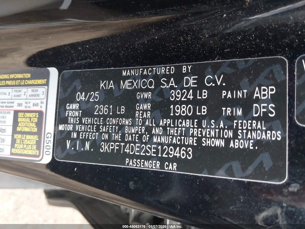 3KPFT4DE2SE129463 2025 KIA K4 photo no. 9