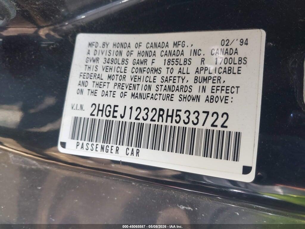 2HGEJ1232RH533722 1994 HONDA CIVIC photo no. 9