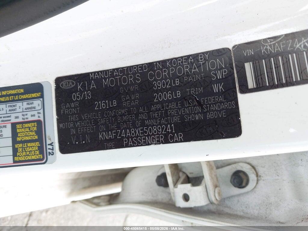 KNAFZ4A8XE5089241 2014 KIA FORTE photo no. 9