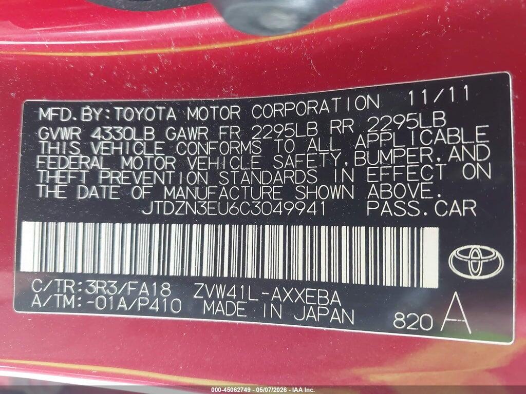 JTDZN3EU6C3049941 2012 TOYOTA PRIUS V photo no. 9