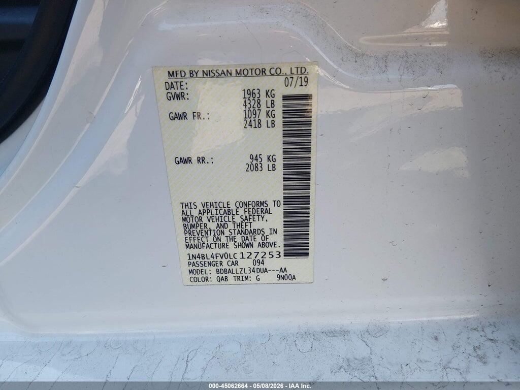 1N4BL4FV0LC127253 2020 NISSAN ALTIMA photo no. 9