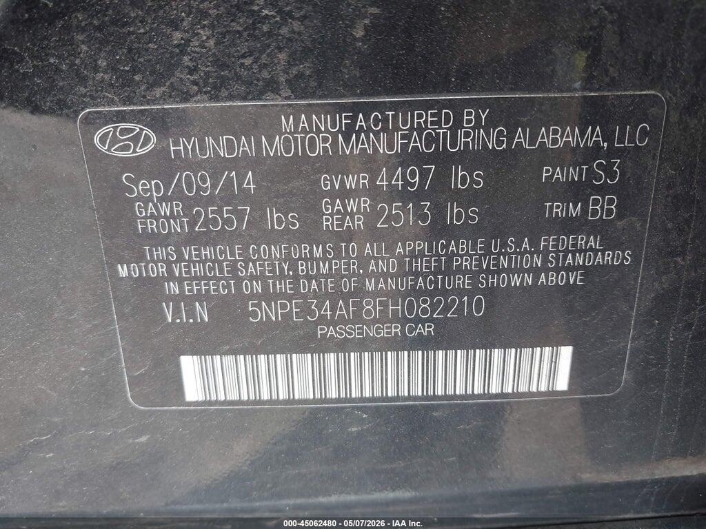 5NPE34AF8FH082210 2015 HYUNDAI SONATA photo no. 9