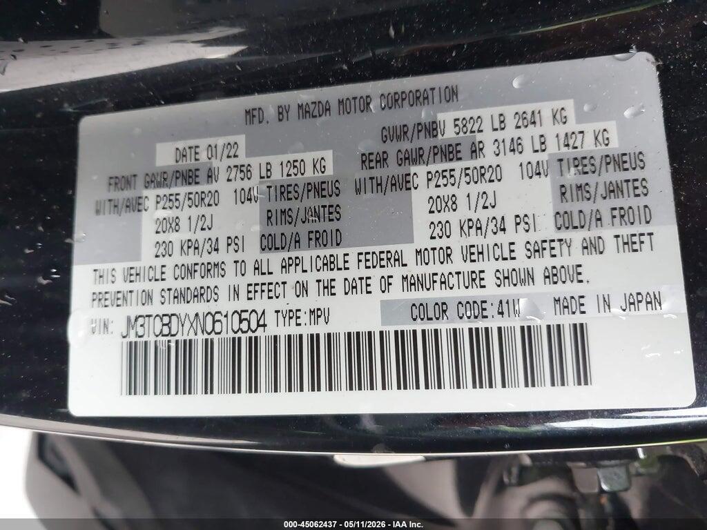 JM3TCBDYXN0610504 2022 MAZDA CX-9 photo no. 9