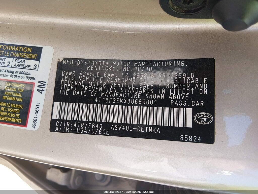 4T1BF3EKXBU669001 2011 TOYOTA CAMRY photo no. 9
