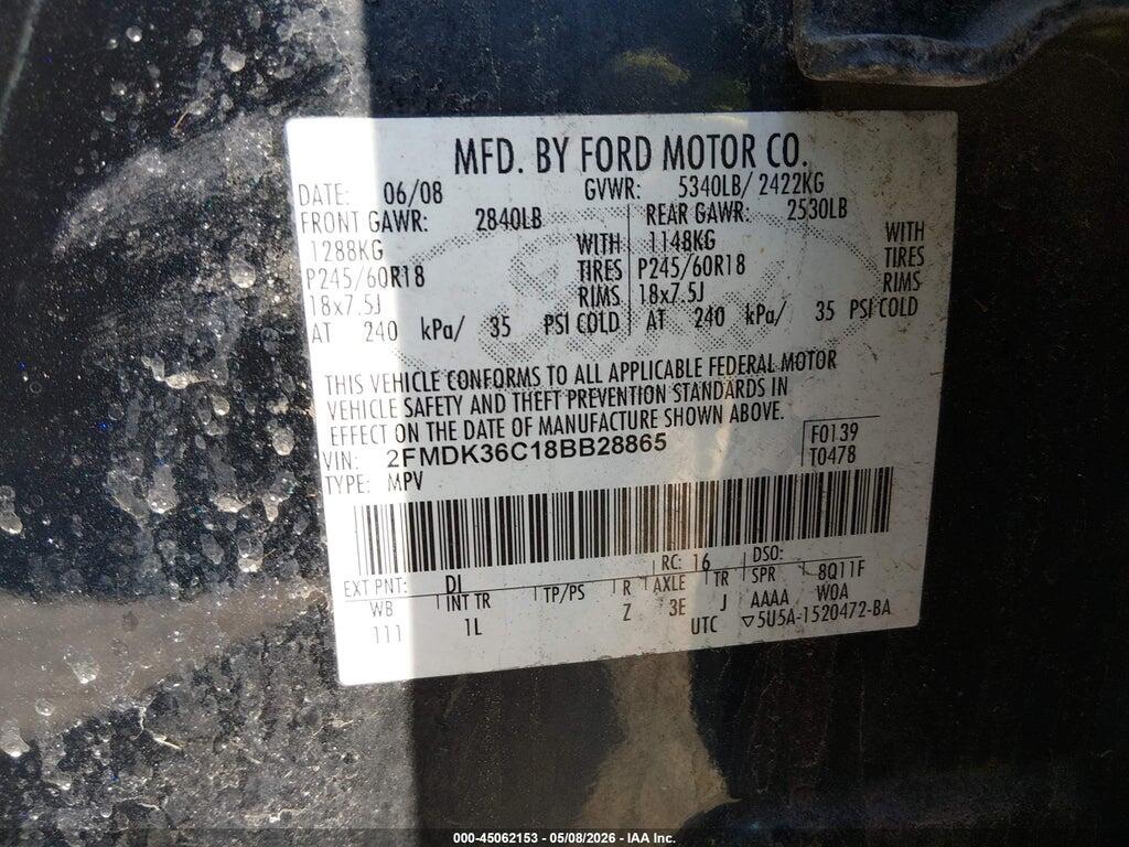 2FMDK36C18BB28865 2008 FORD EDGE photo no. 9