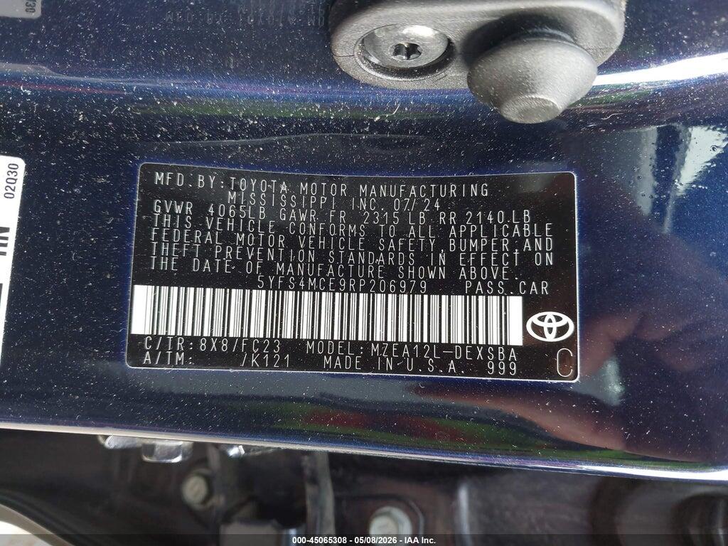 5YFS4MCE9RP206979 2024 TOYOTA COROLLA photo no. 9