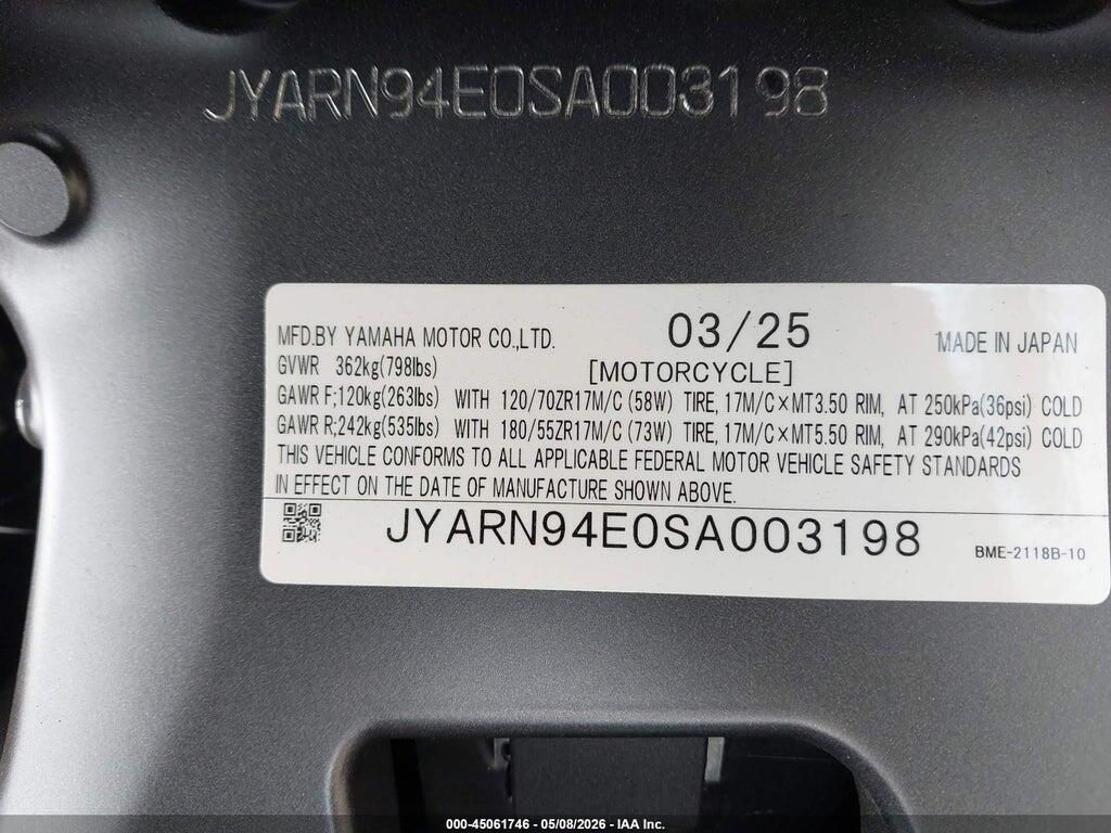 JYARN94E0SA003198 2025 YAMAHA MT09 photo no. 10