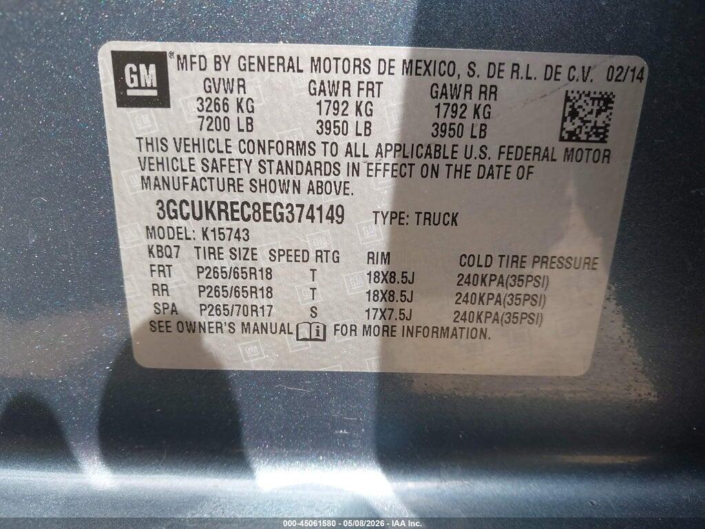 3GCUKREC8EG374149 2014 CHEVROLET SILVERADO 1500 photo no. 9