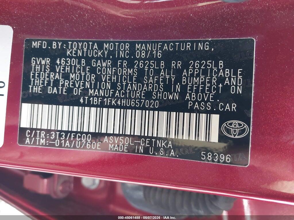 4T1BF1FK4HU657020 2017 TOYOTA CAMRY photo no. 9