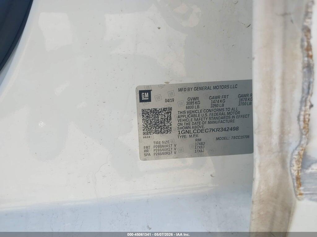 1GNLCDEC7KR342498 2019 CHEVROLET TAHOE photo no. 9