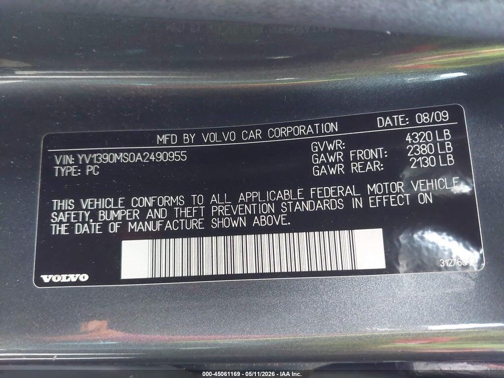 YV1390MS0A2490955 2010 VOLVO S40 photo no. 9