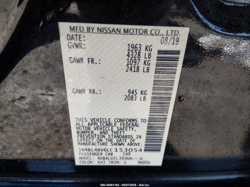 1N4BL4BV6LC153054 2020 NISSAN ALTIMA photo no. 9