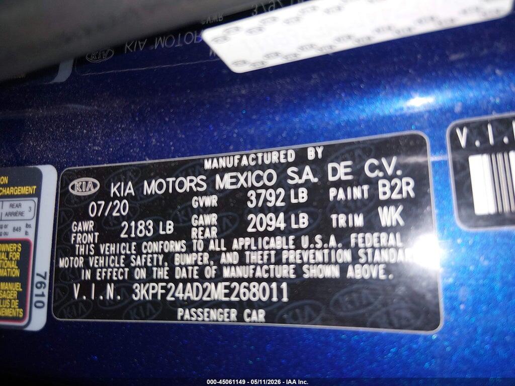 3KPF24AD2ME268011 2021 KIA FORTE photo no. 9