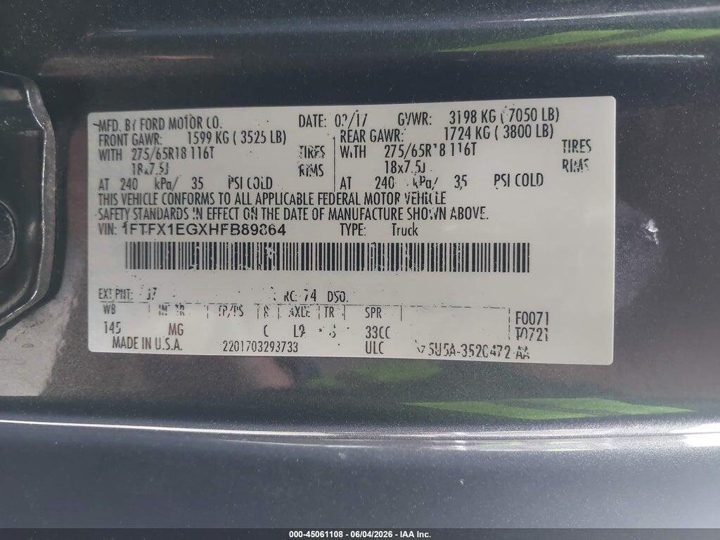 1FTFX1EGXHFB89864 2017 FORD F-150 photo no. 9