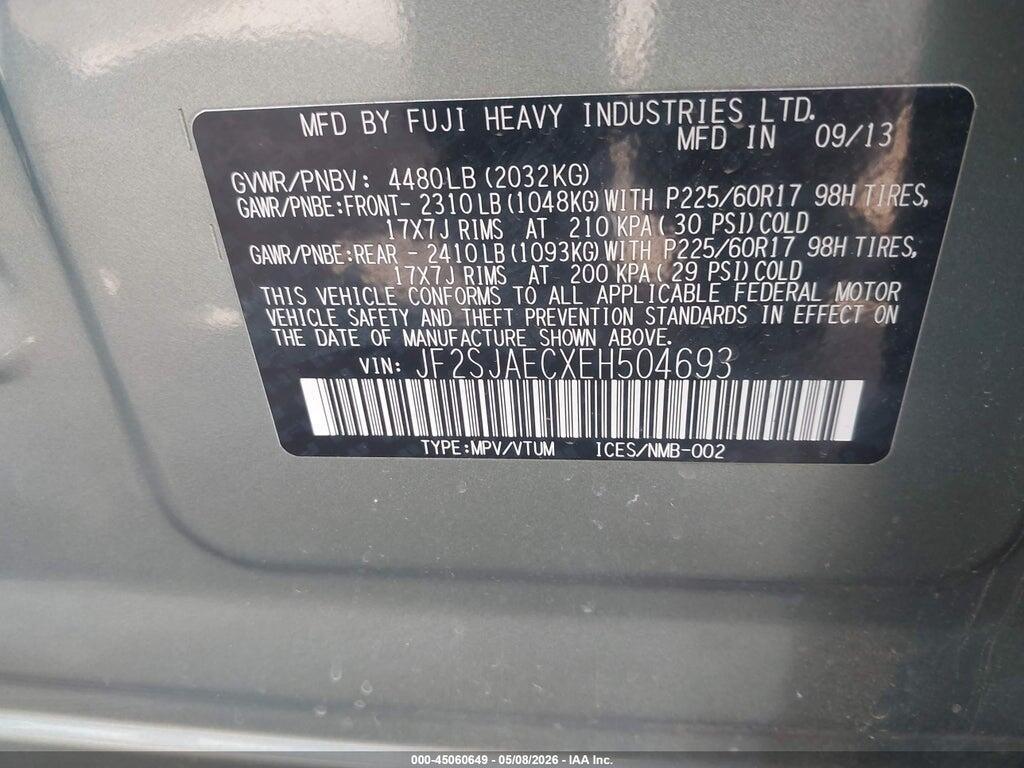 JF2SJAECXEH504693 2014 SUBARU FORESTER photo no. 9