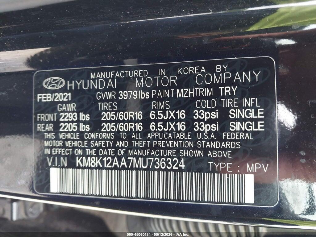 KM8K12AA7MU736324 2021 HYUNDAI KONA photo no. 9