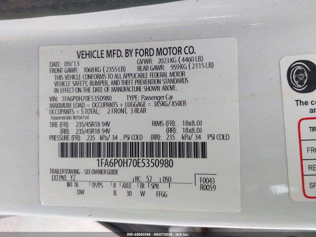 1FA6P0H70E5350980 2014 FORD FUSION photo no. 9