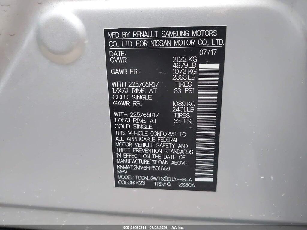 KNMAT2MV6HP601669 2017 NISSAN ROGUE photo no. 9