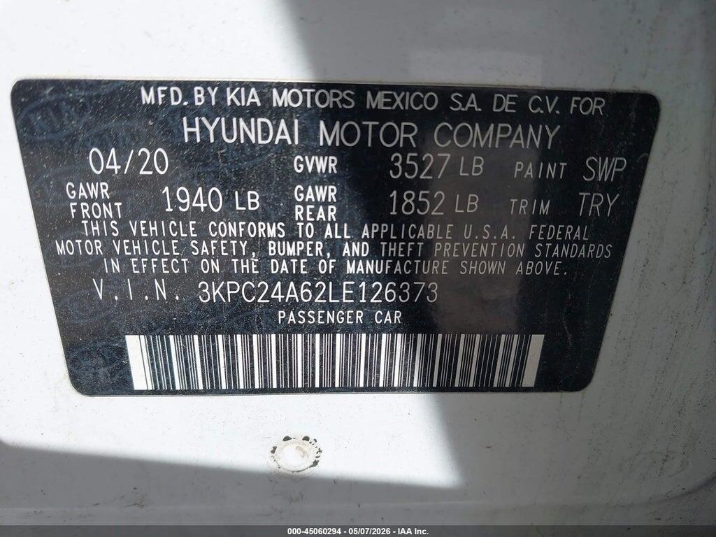 3KPC24A62LE126373 2020 HYUNDAI ACCENT photo no. 9