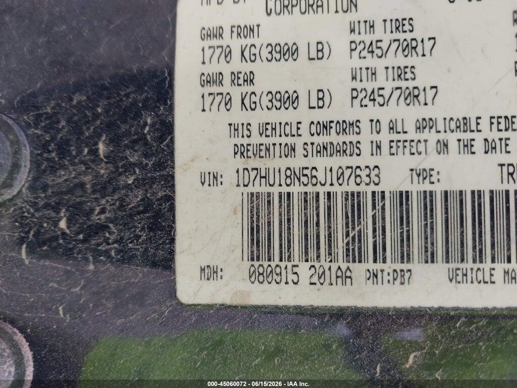 1D7HU18N56J107633 2006 DODGE RAM 1500 photo no. 9